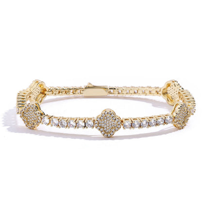 Clover CZ Tennis Copper Bracelet in Selectable Colors and Sizes - CHA306