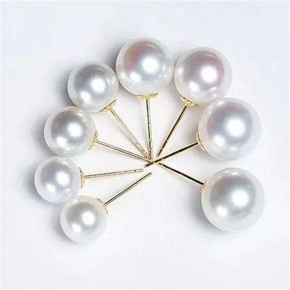 Natural Seawater Pearl Stud Earrings with 18K Gold Setting