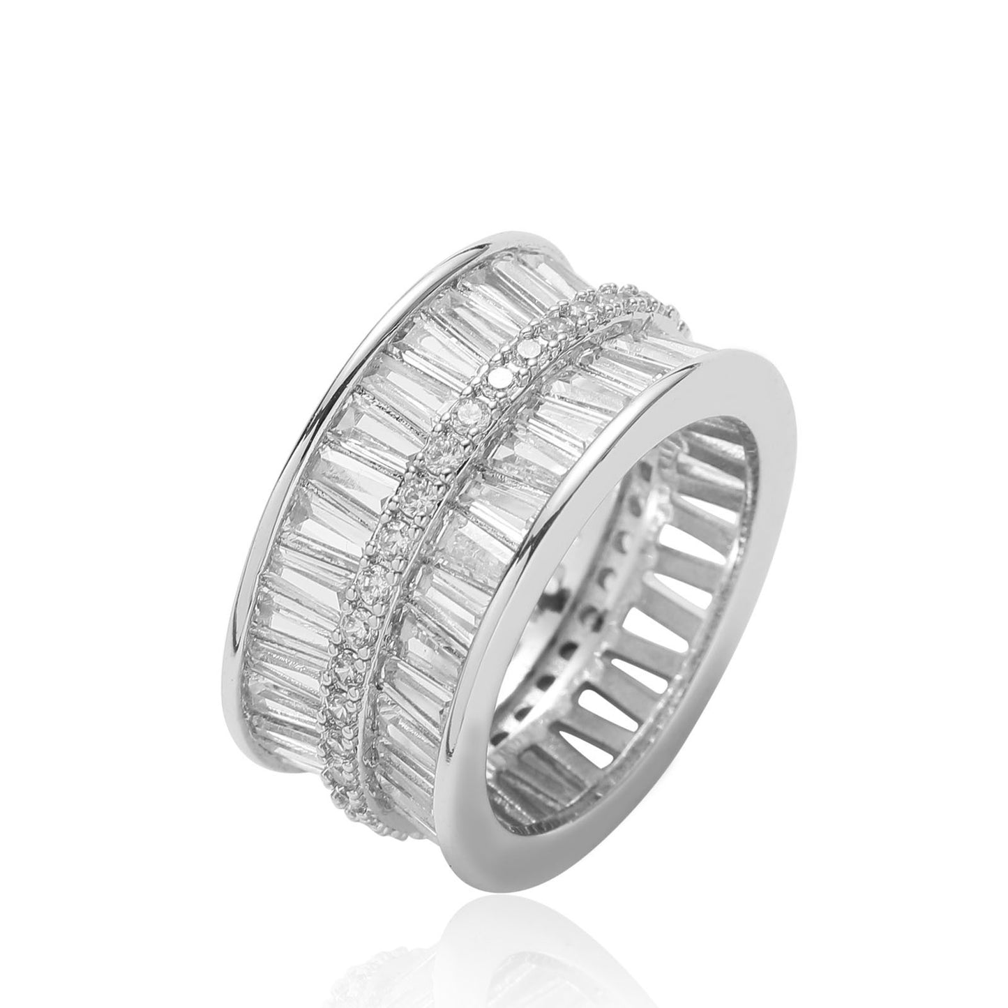Hip Hop Light Luxury Square Cubic Zirconia Ring for Men