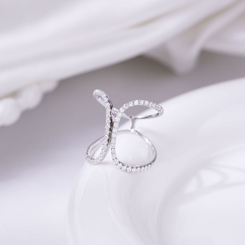 VVS Moissanite Butterfly Ring, 18K Gold Plated Open Pavé Ring for Women product image