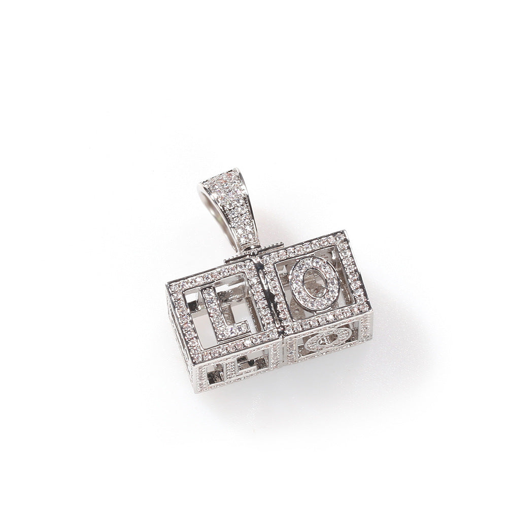 Custom 2-6 Letter Cubic Zirconia Initial Pendant Necklace for Women in Gold or Silver Tone