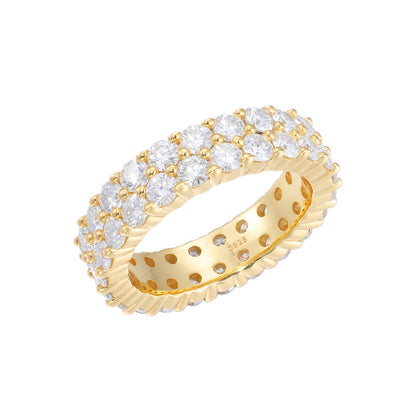 925 Silver Moissanite Geometric Cluster Ring, Unisex Hip Hop Style, Sizes 6-12, White Gold Tone