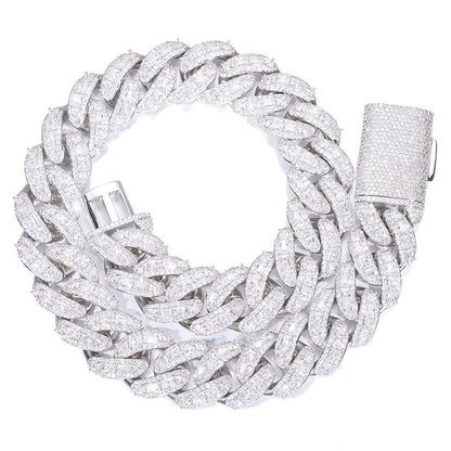 Iced Out Cuban Link Chain Necklace or Bracelet for Men and Women, Micro Pave Cubic Zirconia Hip Hop Streetwear Jewelry
