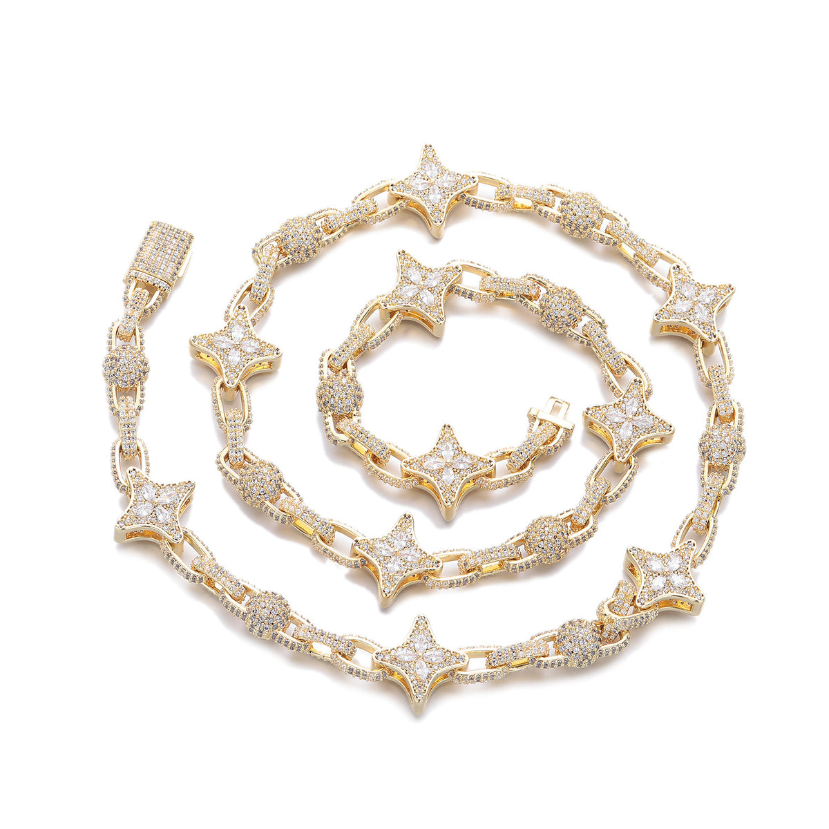 Star Link Cubic Zirconia Chain Necklace, Unisex Jewelry product image