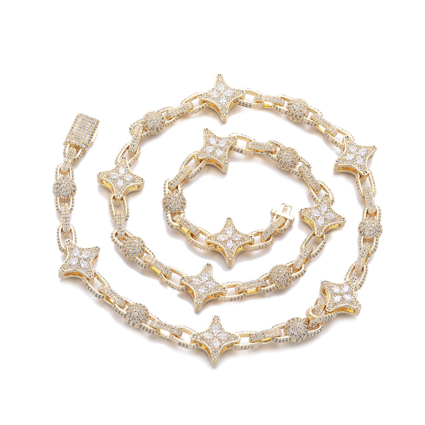 Star Link Zircon Chain Necklace, Unisex Jewelry