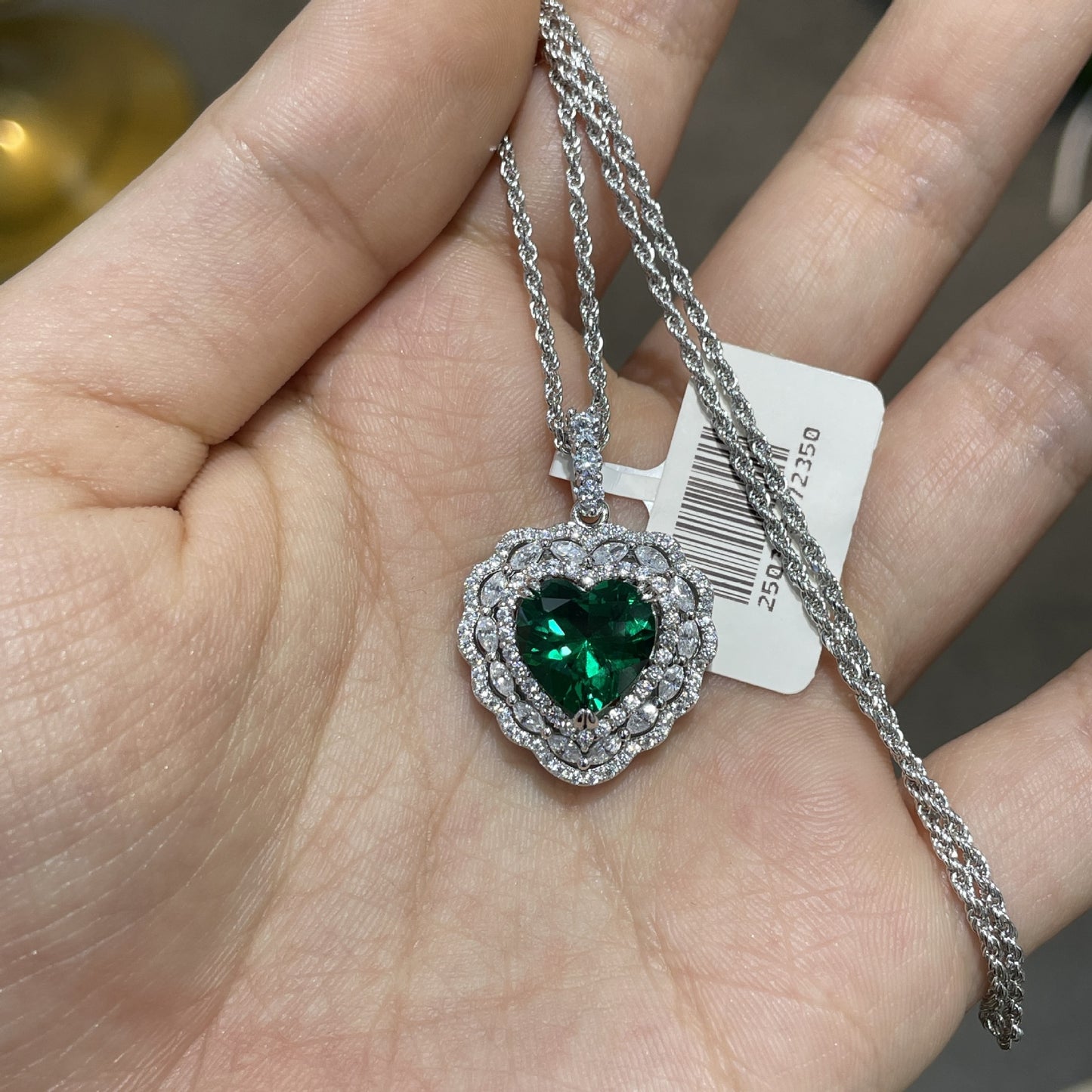 4 Carat Heart Blue Sapphire Pendant Necklace, Lab-Created, Floral Halo, S925 Silver product image