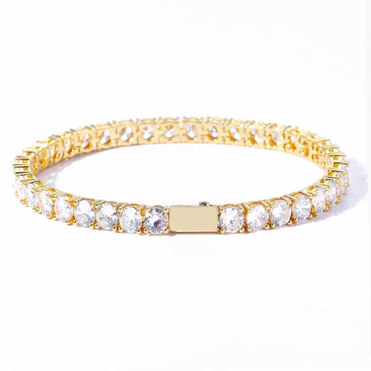 3-6 mm Round CZ Tennis Hip Hop Bracelet with Silver Base - CHA005