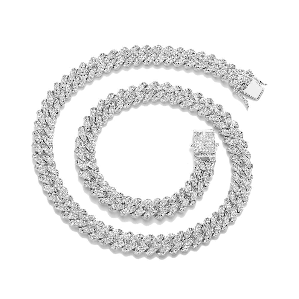12mm Pave Cuban Link Bracelet, Unisex Hip Hop Chain Style