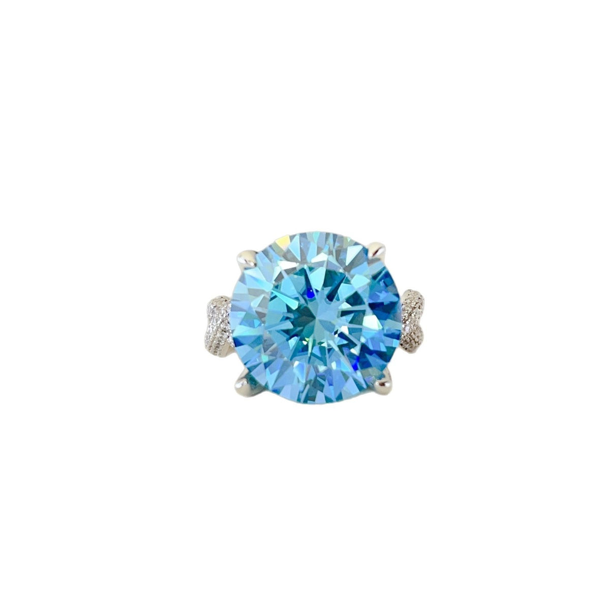 Blue Moissanite Ring for Women - 5 Carat or 10 Carat Split Shank Engagement Ring product image