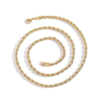 3-6 mm Twisted Rope Stainless steel Necklace or Bracelet - CHA094