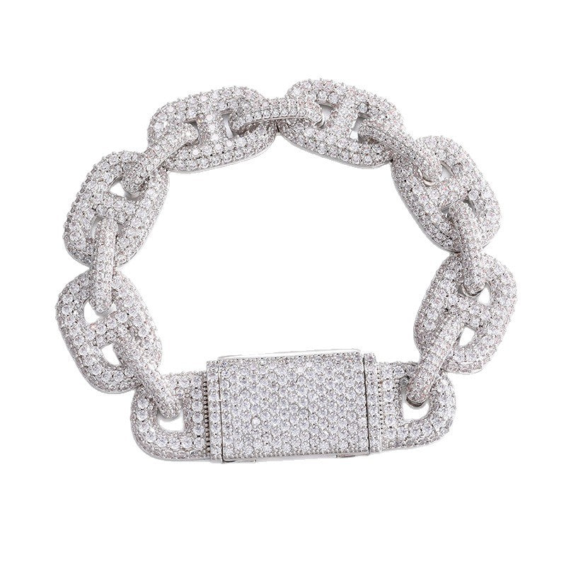 Iced Out Cuban Link Chain Necklace or Bracelet for Women and Men - Micro Pave Cubic Zirconia Hip Hop Statement Jewelry product image