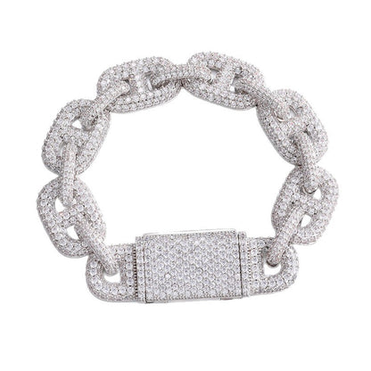 Iced Out Cuban Link Chain Necklace or Bracelet for Women and Men - Micro Pave Cubic Zirconia Hip Hop Statement Jewelry