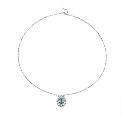 Aqua Blue Moissanite Oval Halo Pendant Necklace for Women, S925 Silver, 18K Gold Plated