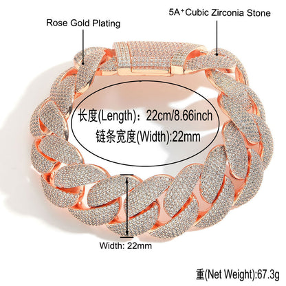 Hip Hop Minimalist Cuban Link Cubic Zirconia Bracelet for Men