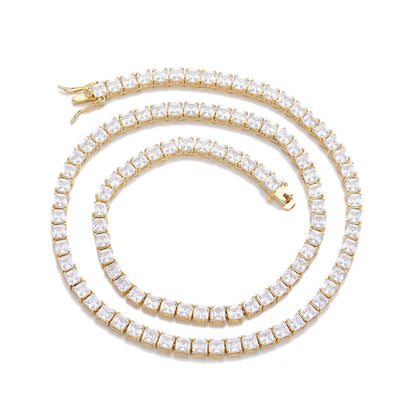 Geometric Square Cubic Zirconia Tennis Chain Bracelet & Necklace