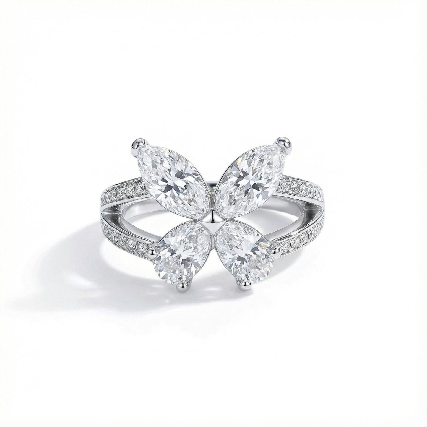 Total 2 ct Moissanite Butterfly Moissanite Ring, S925 Sterling Silver, Marquise Cut product image