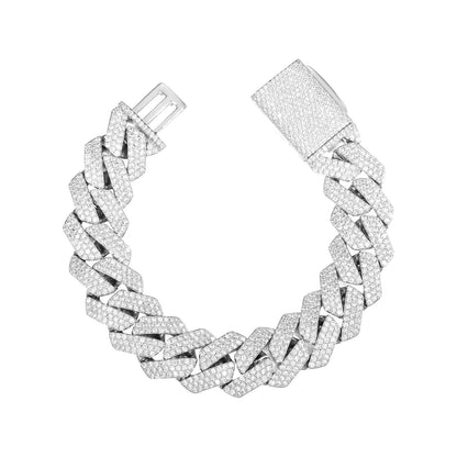 Iced Out Moissanite Diamond Shape Cuban Link Bracelet for Men and Women