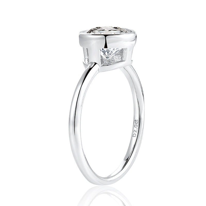 Round Moissanite Solitaire Ring, 8mm Center Stone, S925 18K Gold Plated product image