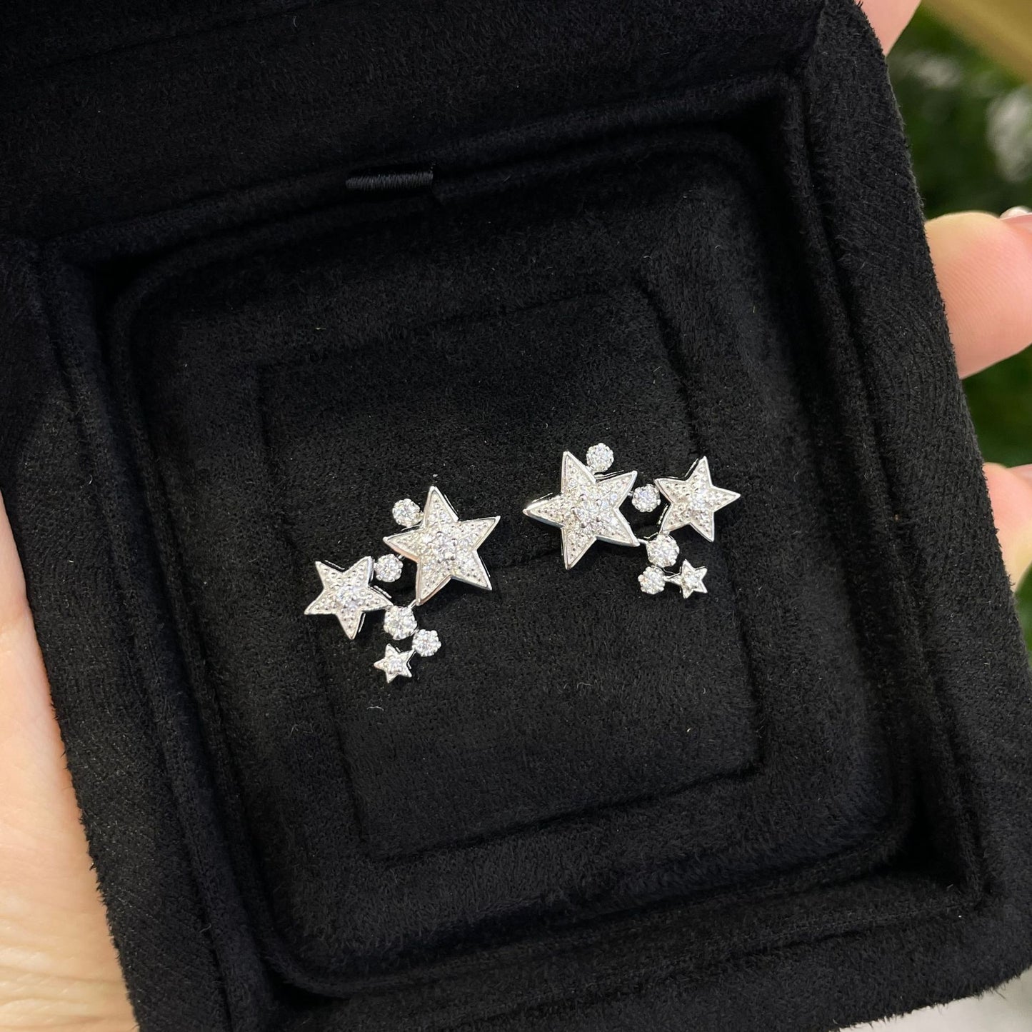 Star Stud Earrings for Women, Five-Point Pavé Sparkle Ear Studs, S925 Needle product image