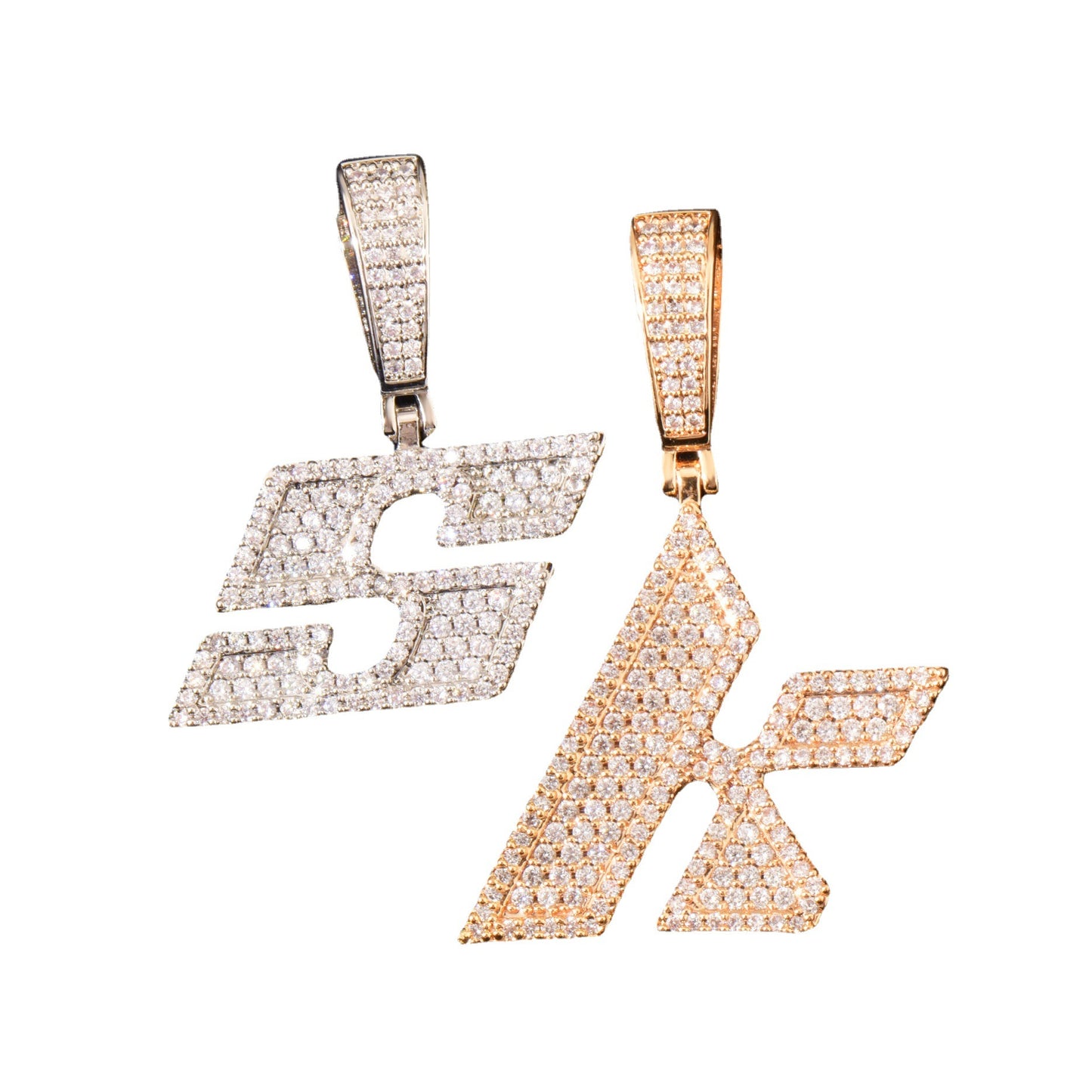 Unisex Iced Out Letter Pendant Necklace