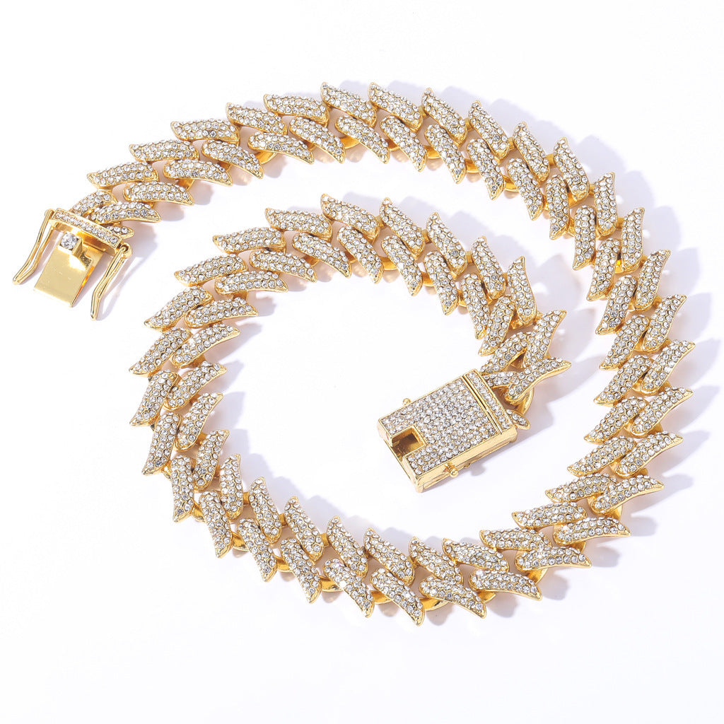 Hip Hop Cuban Link Thorn Spike Alloy Necklace for Men