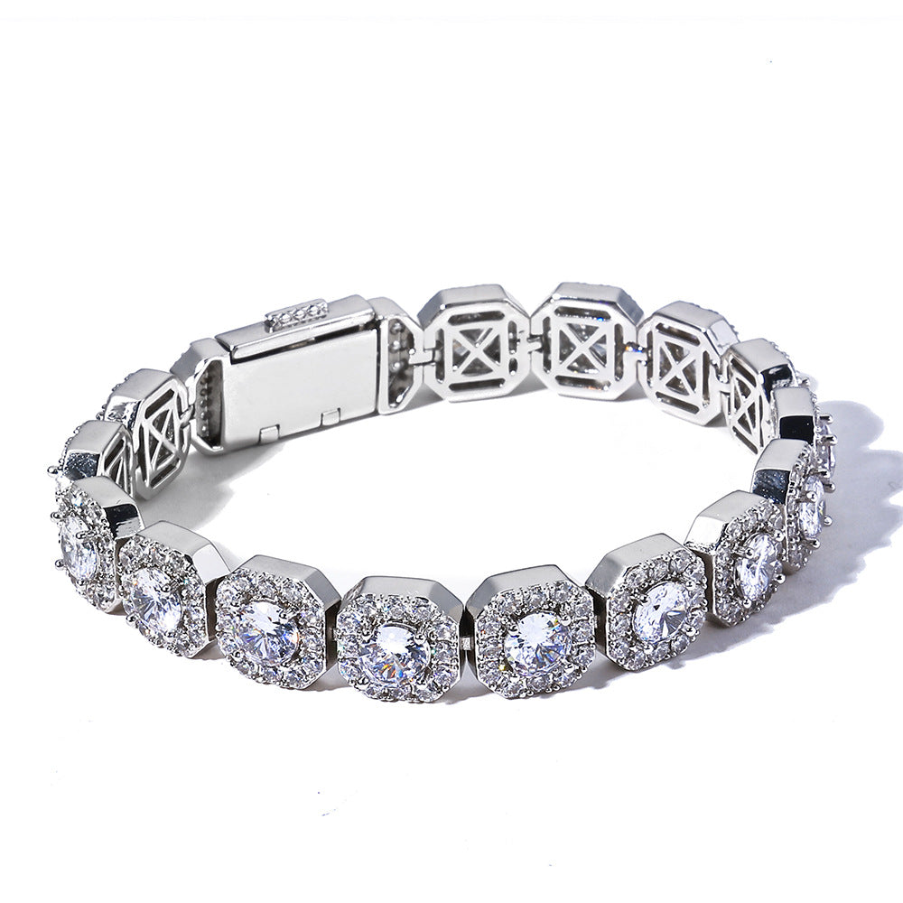 10-12 mm Square Halo CZ Link Copper Bracelet - CHA091 product image