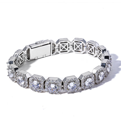 10-12 mm Square Halo CZ Link Copper Bracelet - CHA091