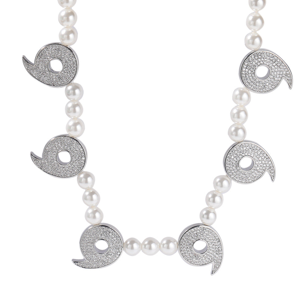 Silver Plated Round Line Pendant Pearl Necklace for Women and Men – Trendy Statement Chain 18/20/22/24 Inch
