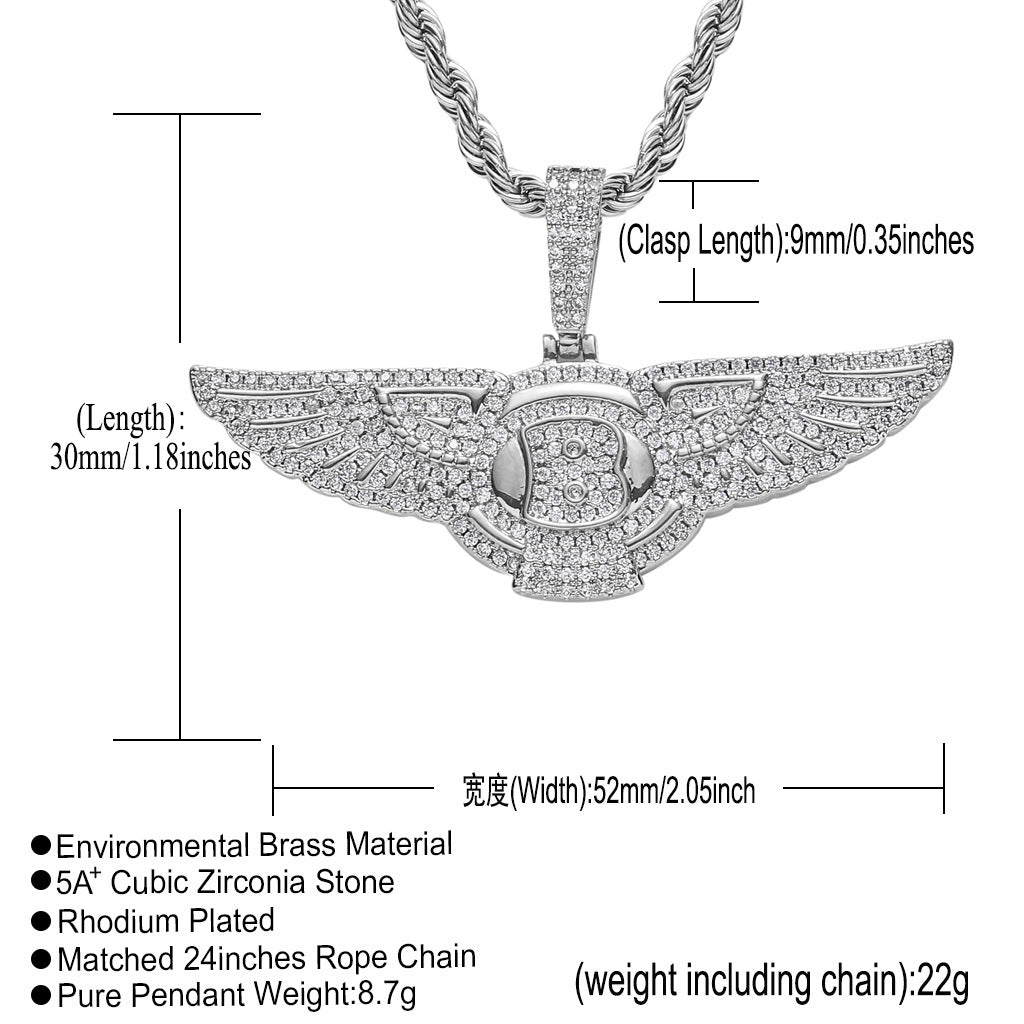 Hip Hop Fashion Cubic Zirconia Pendant Necklace for Men and Women