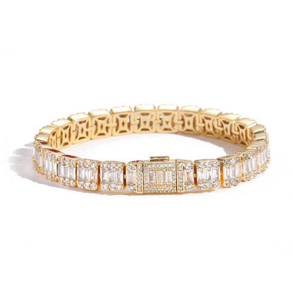 8 mm Baguette CZ Tennis Hip Hop Bracelet with Copper Base - CHA119
