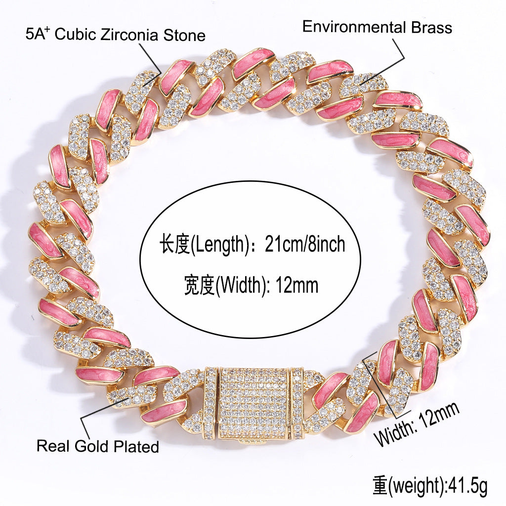 Hip Hop Cuban Link Cubic Zirconia Bracelet for Men