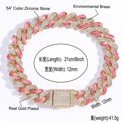Hip Hop Cuban Link Cubic Zirconia Bracelet for Men