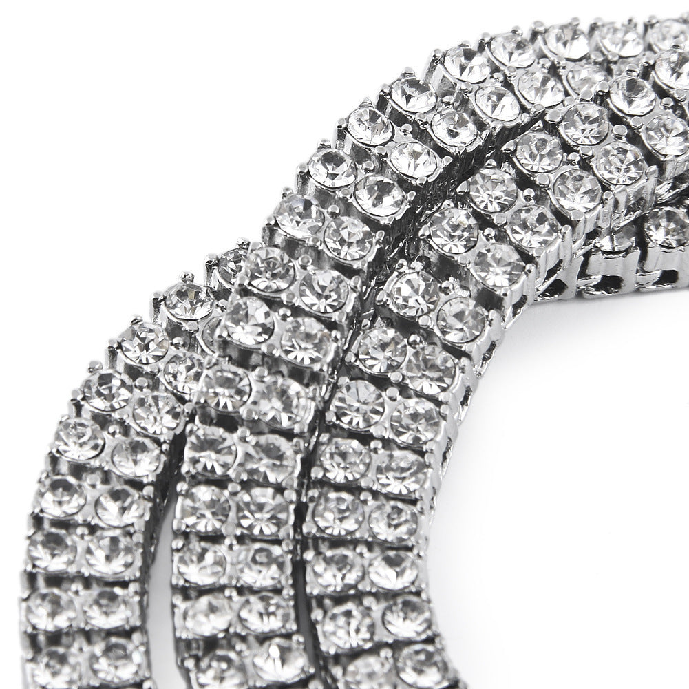 Men’s Iced Out Statement Chain Necklace with sparkling stones, 2 Row 3 Row 4 Row Line Design Pendant Chain product image