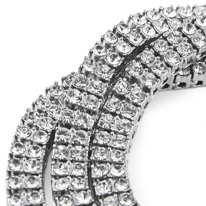 Men’s Iced Out Statement Chain Necklace with sparkling stones, 2 Row 3 Row 4 Row Line Design Pendant Chain