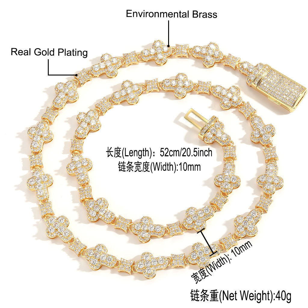 Hip Hop Light Luxury Cuban Link Copper Necklace for Men
