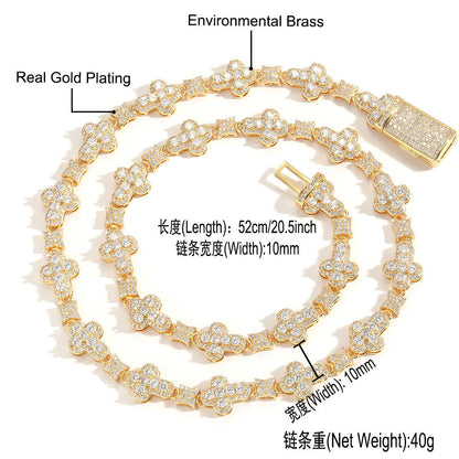 Hip Hop Light Luxury Cuban Link Copper Necklace for Men