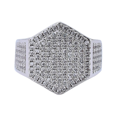 Hip Hop Minimalist Geometric Cubic Zirconia Ring for Men
