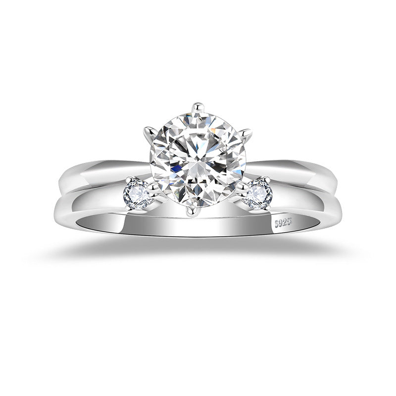 S925 Moissanite Open Ring for Women, Double Stone Promise Ring product image