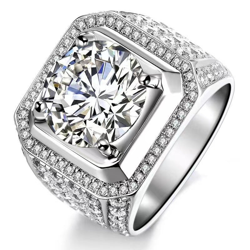 Men's VVS Moissanite Halo Ring - 2 Carat 3 Carat 5 Carat Square Solitaire Style Ring product image
