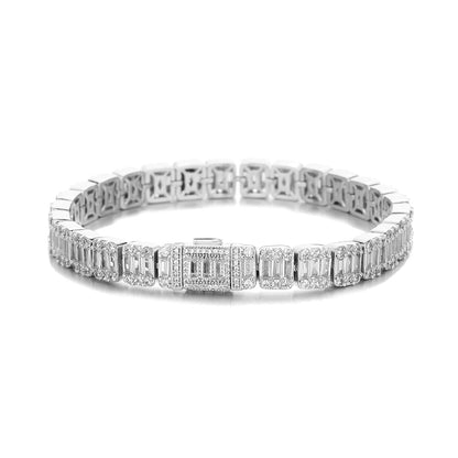 Unisex 8mm Iced Out Geometric Zirconia Link Chain Necklace & Bracelet