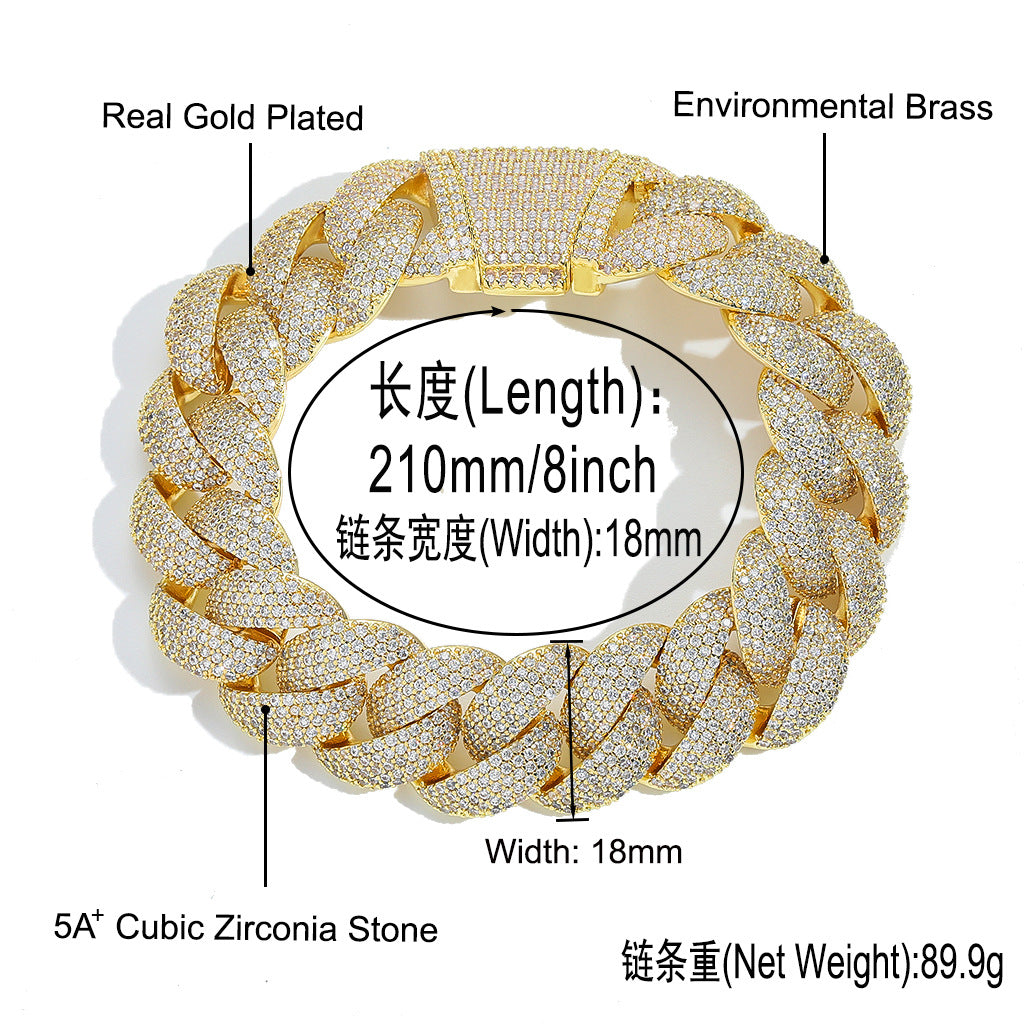 Hip Hop Light Luxury Cuban Link Bubble Cubic Zirconia Bracelet for Men
