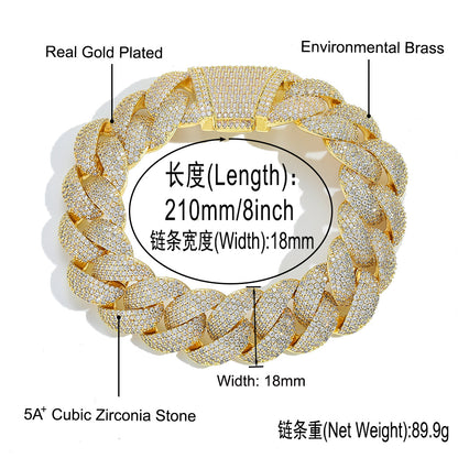 Hip Hop Light Luxury Cuban Link Bubble Cubic Zirconia Bracelet for Men
