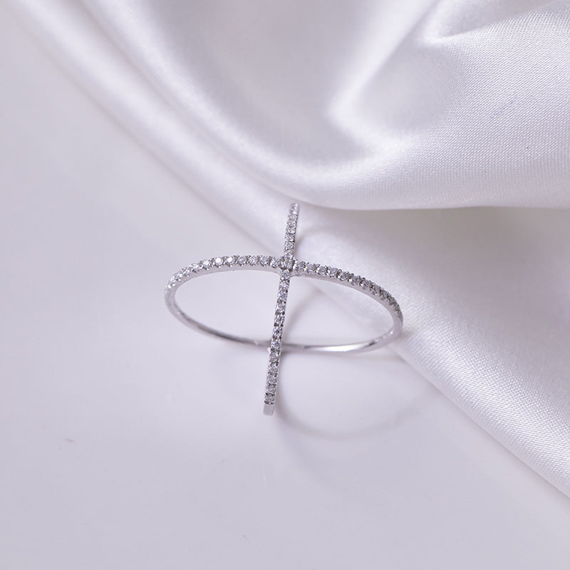 VVS Moissanite X Cross Ring, 18K Gold-Tone Crossover Ring for Women product image