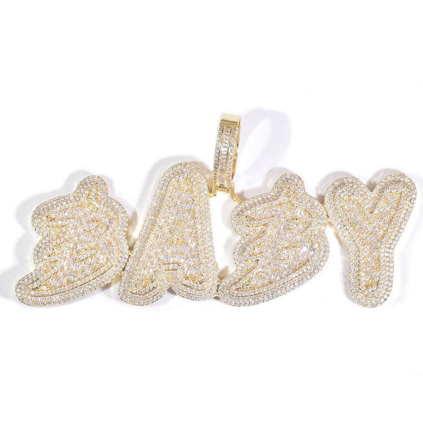 Iced Out Dad Letter Pendant Necklace for Men