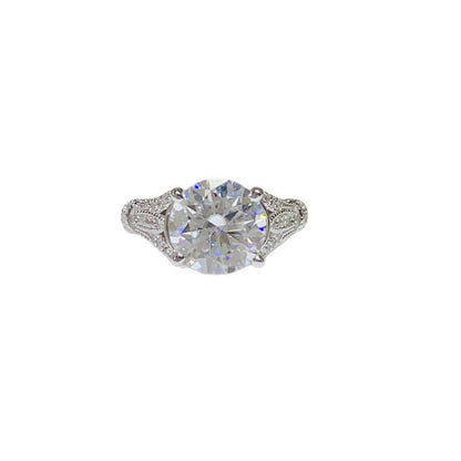3 Carat Moissanite Ring for Women, Lace-Inspired Halo Engagement Ring