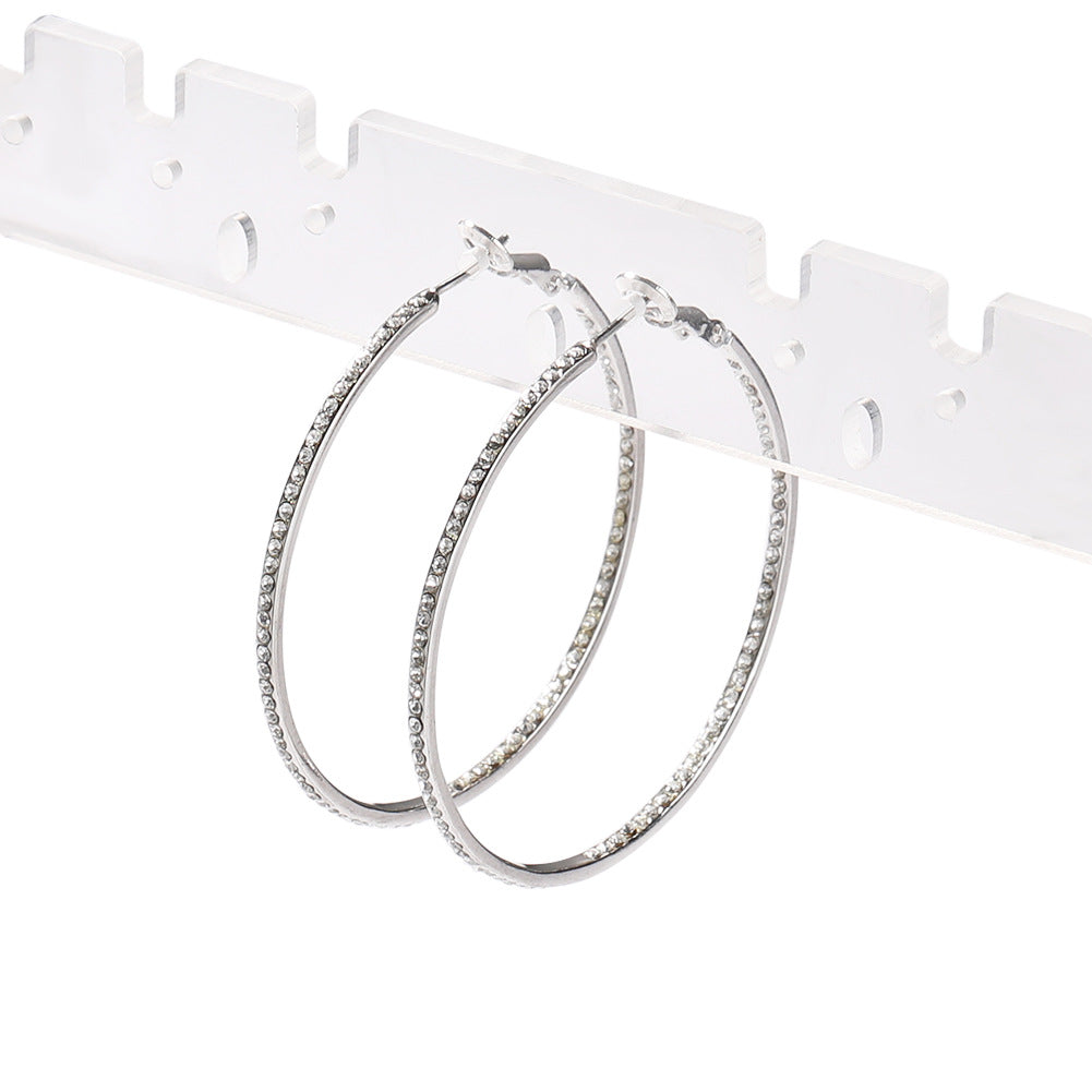 Silvery Micro Pave Hip Hop Safety Pin Bangle Bracelet for Women product image