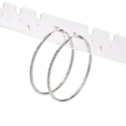 Silvery Micro Pave Hip Hop Safety Pin Bangle Bracelet for Women