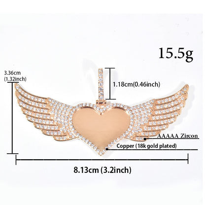 Iced Out Winged Heart Pendant Necklace