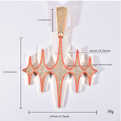 Iced Out Starburst Pendant Necklace for Men