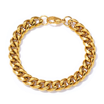 4-9 mm Polished Cuban Stainless steel Bracelet - CHA163